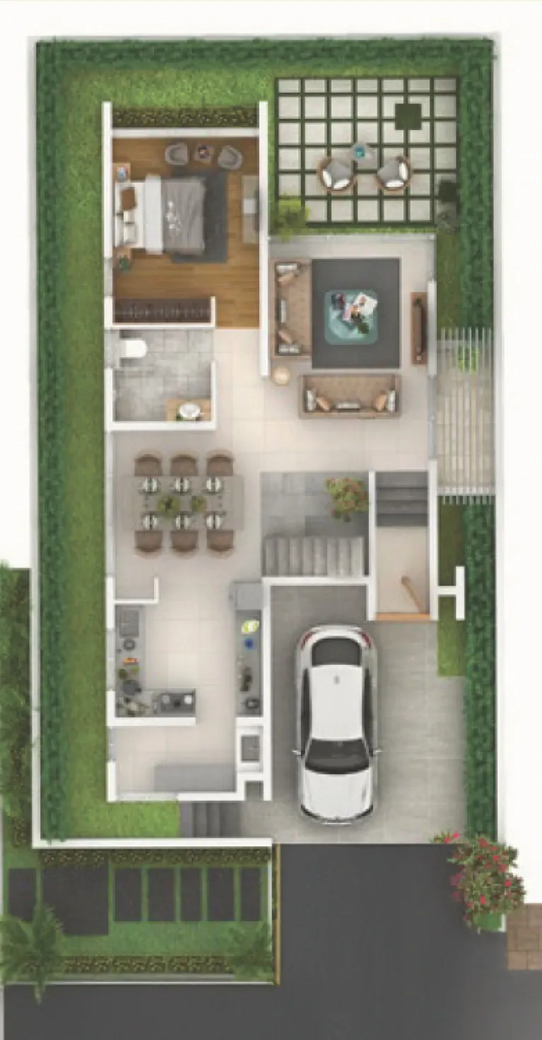 Svamitva Terravana Svamitva Terravana 3 BHK Earth Villa floor plan-East Facing GF