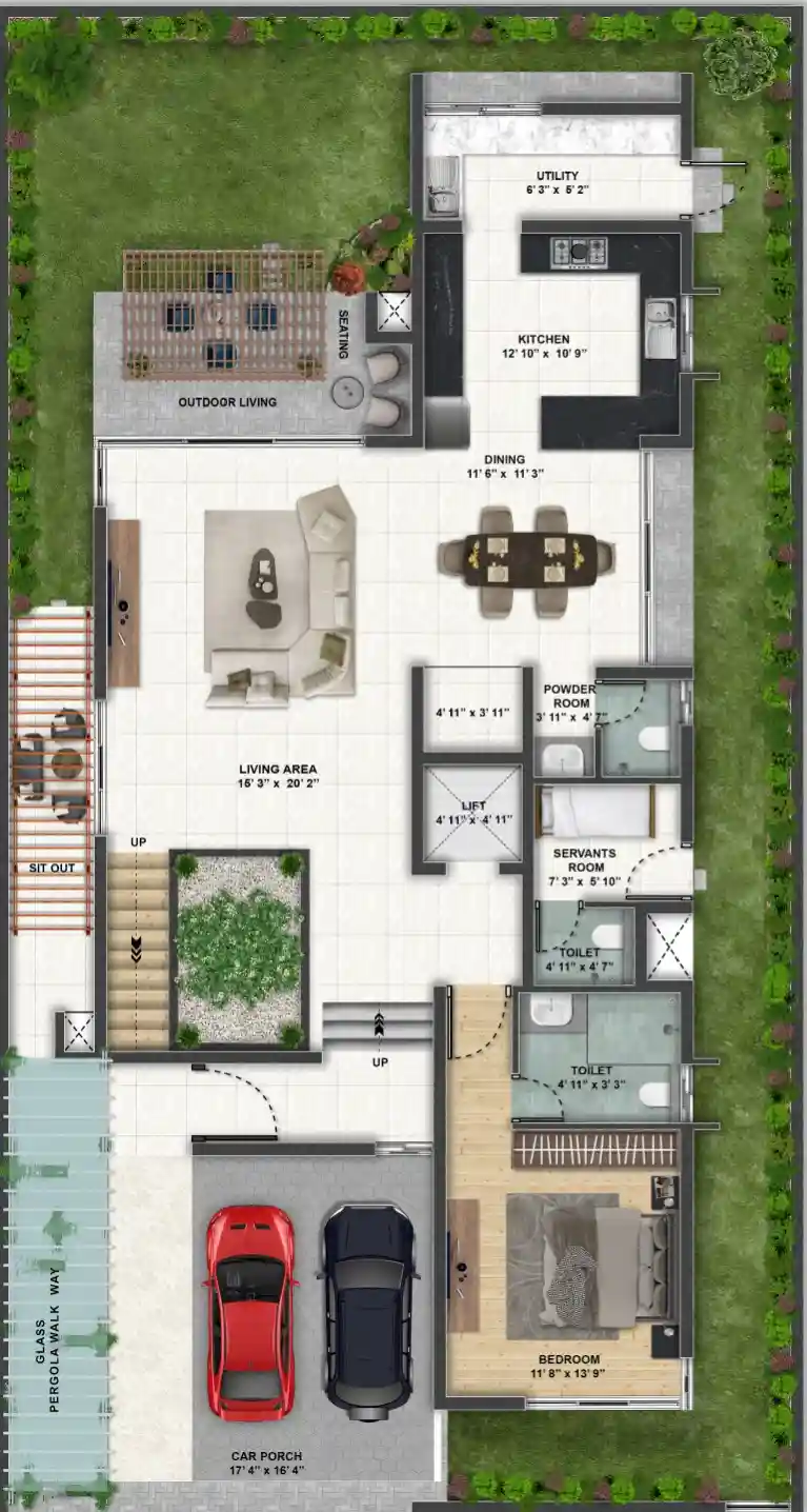 Svamitva Terravana Svamitva Terravana 3.5/4 BHK Earth Villa floor plan - West Facing - Premium GF
