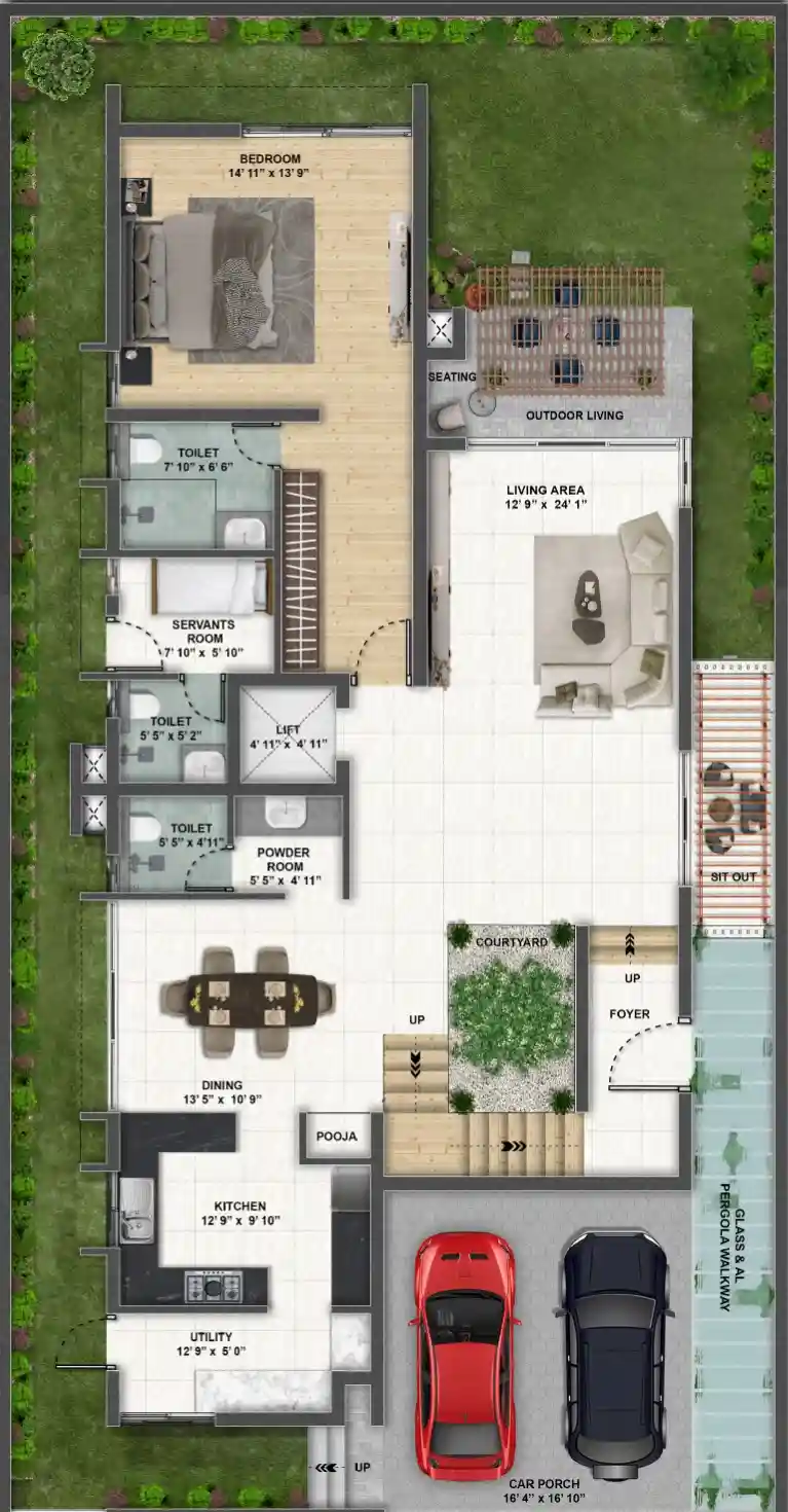 Svamitva Terravana Svamitva Terravana 3.5/4 BHK Earth Villa floor plan - East Facing - Premium GF