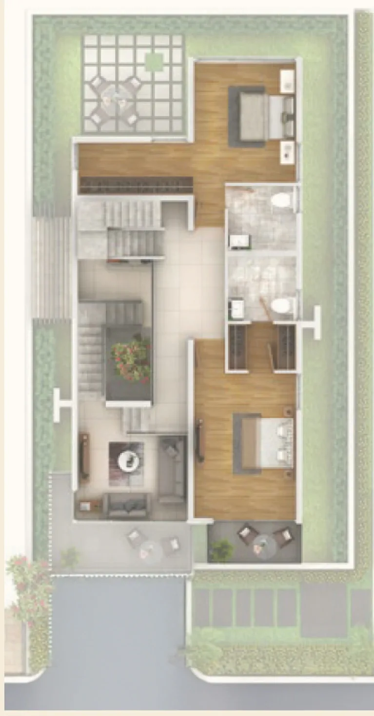 Svamitva Terravana Svamitva Terravana 3 BHK Earth Villa floor plan - West Facing - FF