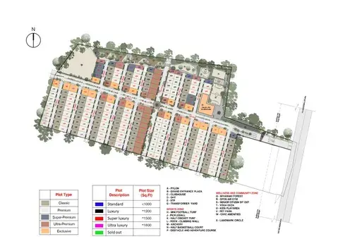 Zuari Kinetix master plan showing residential plots, roads and amenities